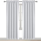 DWCN White Room Darkening Curtains for Bedroom, 60 x 84 inches Long - Energy Saving Privacy Window Drapes, Set of 2 Rod Pocket Curtain Panels