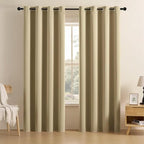 Joydeco Blackout Curtains for Bedroom 96 inch Long 2 Panels, Thermal Insulated Room Darkening Curtains with Grommets, Soft Window Drapes for Living Room (W52 x L96 Inch, Beige)