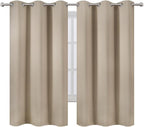 LEMOMO Khaki Thermal Blackout Curtains/38 x 63 Inch/Set of 2 Panels Room Darkening Curtains for Bedroom