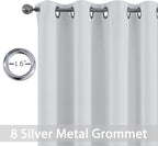 Yakamok Blackout Curtains Room Darkening Thermal Insulated Window Panels,Solid Grommet Top Drapes for Bedroom/Living Room(52Wx90L,Greyish White, 2 Panels)