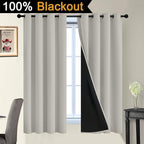 Yakamok Cream Beige 100% Blackout Curtains, Thermal Insulated Total Blackout Drapes for Bedroom, Heat Blocking Window Curtains for Living Room(52Wx63L, 2 Panels)