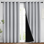 Yakamok 2 Thick Layers 100% Completely Blackout Window Curtains,Thermal Insulated Noise Reducing Drapes for Girl's Bedroom(62Wx96L, Light Grey, 2 Panels)