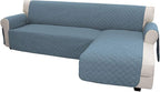 Easy-Going L Shape Sofa Slipcover - Sectional Couch Cover, Chaise Lounge Cover, Reversible, Pets & Kids Friendly (Small, Light Blue/Light Blue)