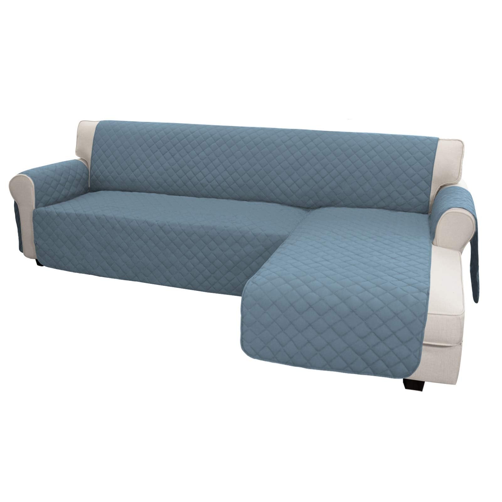 Easy-Going L Shape Sofa Slipcover - Sectional Couch Cover, Chaise Lounge Cover, Reversible, Pets & Kids Friendly (Small, Light Blue/Light Blue)