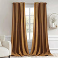 MIULEE Golden Brown Back Tab Blackout Curtains 52x96 Inch Long 2 Panels Set