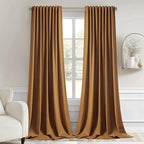 MIULEE Golden Brown Back Tab Blackout Curtains 52x96 Inch Long 2 Panels Set