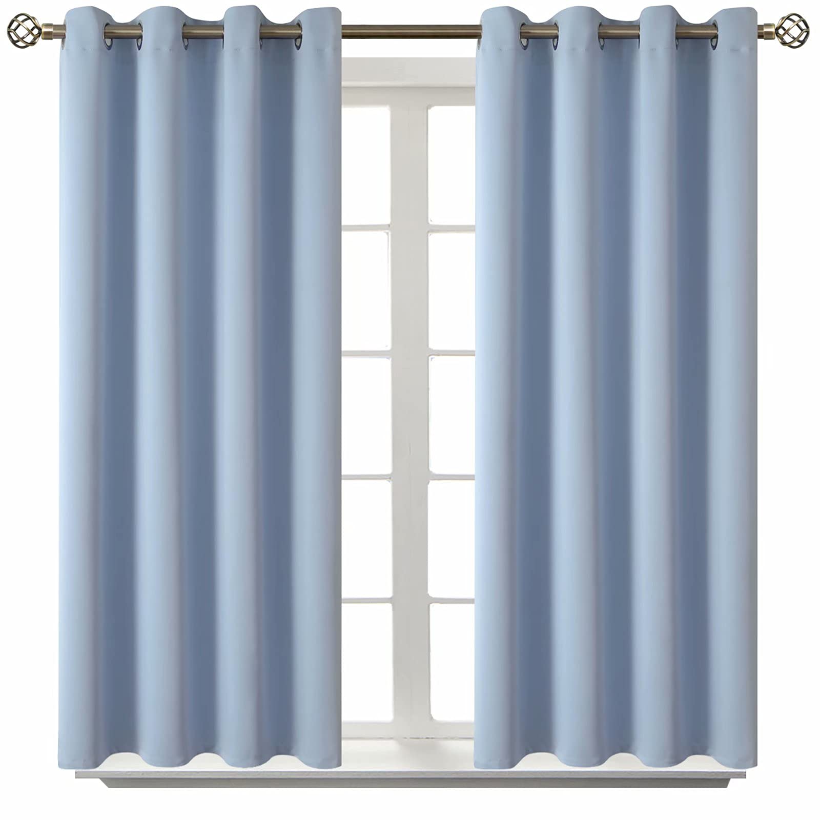 BGment Blackout Curtains for Living Room - Grommet Thermal Insulated Room Darkening Curtains for Bedroom, 2 Panels of 52 x 45 Inch, Spa Blue