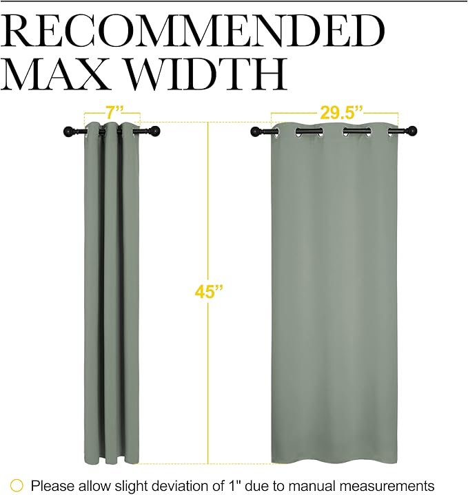 NICETOWN Bedroom Curtain Panels Blackout Draperies, Thermal Insulated Solid Grommet Blackout Curtains/Drapes (Greyish Green, 1 Pair, 34 by 45-inch)