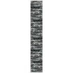 KOZYFLY Modern Abstract Washable Rug Runner 2.6x16 Hallway Rug Runner Non-Slip Soft Kitchen Runner Rugs, Black Grey Striped Carpet for Stair Entryway Bathroom Laundry Room Foyer