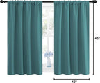 NICETOWN Window Curtains Blackout Drapes - Thermal Insulated Solid Rod Pocket Blackout Curtains/Draperies for Living Room (Sea Teal, One Pair, 42 by 45-Inch)