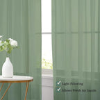 Chyhomenyc Sage Green Sheer Valances for Windows - Light Filtering Small Kitchen Curtains, Rod Pocket Short Top Window Treatment Decor for Living Room Bathroom Basement, 42Wx16L inches, 2 Panels