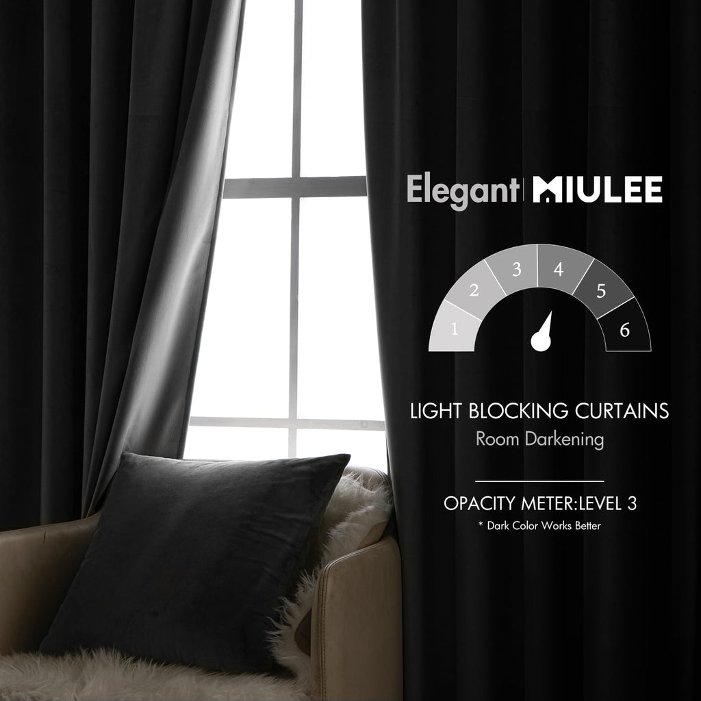 MIULEE Grey Velvet Curtains 52x84 inches 2 Panels Luxury Blackout Curtains