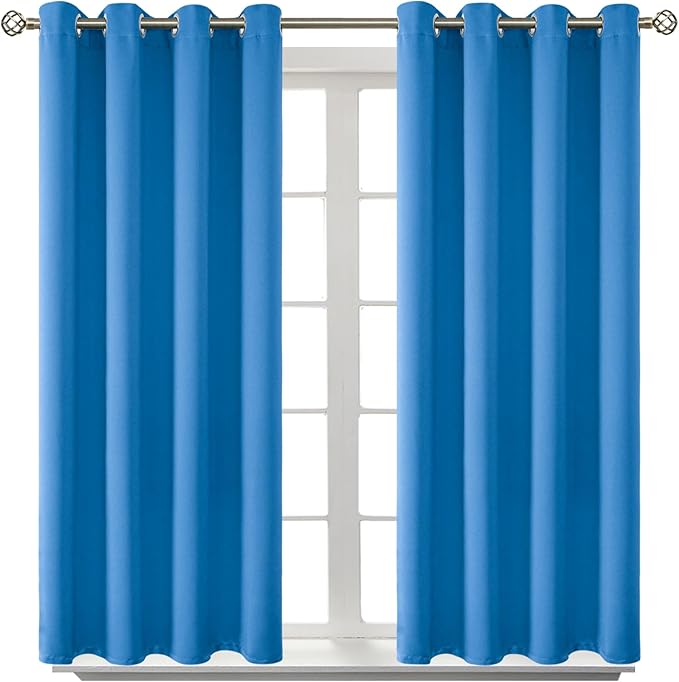 BGment Classic Blue Blackout Curtains for Bedroom 54 Inch Long - 2 Panels