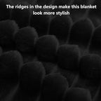 HIMEET Black Ribbed Queen Size Blanket for Bed - 300GSM Lightweight Fleece Blanket for Men Women, Large Cozy Sofa Couch Cover Bed Blankets Gifts, Striped Spring Home Room Decor, Black, 90x90 Inches