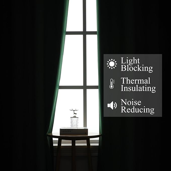 Estelar Textiler Black and Green Ombre Blackout Curtains 45 Inches Long, Full Room Darkening Gradient Drapes for Kitchen, Thermal Insulated Grommet Curtains for Short Window,52Wx45L,2 Panels