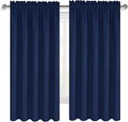DWCN Bedroom Blackout Curtains 60 x 63 Inches Length 2 Panels Set, Solid Thermal Insulated Energy Saving Window Treatment Drapes, Rod Pocket Curtains for Kids Boys Room (W60 x L63 Inch, Navy Blue)