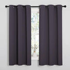 NICETOWN Greyish Purple Blackout Curtains 63 inches Length for Kitchen, 2 Panels, 34" Wide, Thermal Insulated Decoration Drapes for Small Window