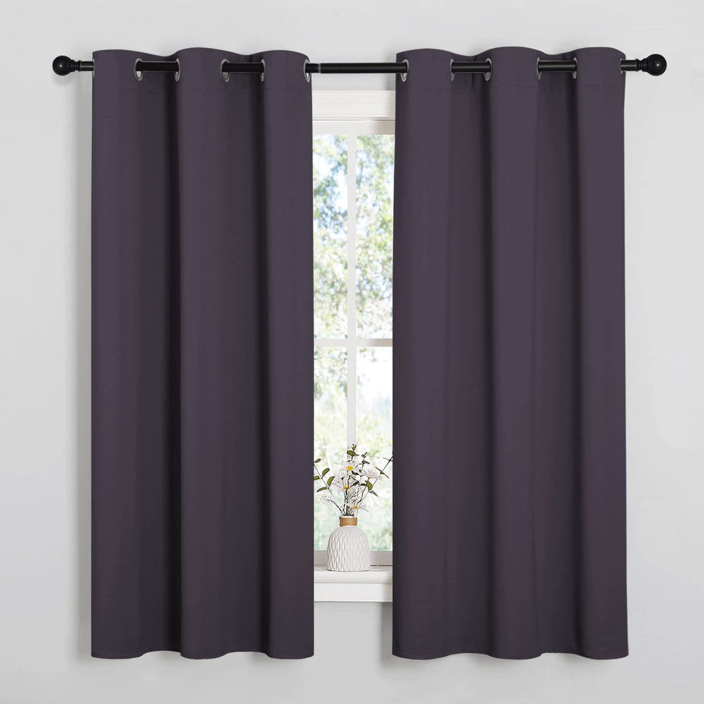 NICETOWN Greyish Purple Blackout Curtains 48 inches Length for Laundry Room, 2 Panels, 42" Wide, Thermal Insulated Decoration Drapes for Short Window