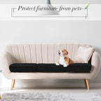 Newwiee 8Pcs Patio Cushion Covers Stretch Outdoor Cushion Cover Replacement for Patio Furniture Sofa Couch Slipcovers, Soft Flexibility Washable Furniture Protector(Waterproof Pure,Black)