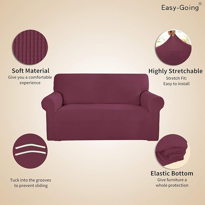 Easy-Going Stretch Loveseat Couch Covers Washable ASH Rose