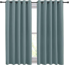 NICETOWN Thermal Insulated Greyish Blue Curtains Blackout Draperies, Window Treatment Solid Grommet Room Darkening Drape Panels for Bedroom (Set of 2, 70 by 54 inches Long)
