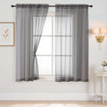 Ebesto Grey Sheer Curtains 63 Inch Length 2 Panels, Voile Sheer Curtain for Living Room, Breathable Light Filtering Modern Window Treatments, Soft Fabric Dual Rod Pocket Drapes, 2x42Wx63L Inches