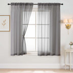 Ebesto Grey Sheer Curtains 63 Inch Length 2 Panels, Voile Sheer Curtain for Living Room, Breathable Light Filtering Modern Window Treatments, Soft Fabric Dual Rod Pocket Drapes, 2x42Wx63L Inches
