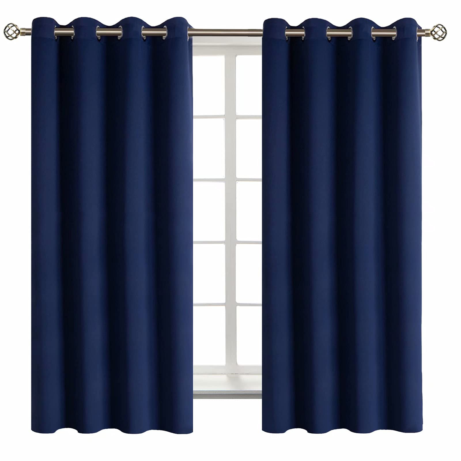 BGment Navy Blue Blackout Curtains for Bedroom 63 Inch Long - 2 Panels