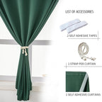 Blackout Curtains for Bedroom Sticky Curtain Blackout Window Cover Self Adhesive Curtains Rod No Drillng, 47" W X 96" L, Dark Green, 1 Panel