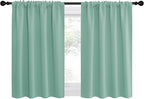 NICETOWN 2 Panels Blackout Curtains, Rod Pocket Thermal Insulated Drapes for Kitchen, Heavy Duty Small Window Treatment for Dorm Room, Studio Apartment, Basement (Aqua, W42 x L30)
