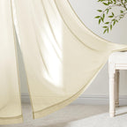 MIULEE Light Cream Sheer Curtains 90 Inches Long 4 Panels 42 x 90 Inches