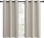 NICETOWN Modern Blackout Curtains Noise Reducing, Thermal Insulated and Privacy Room Darkening Drape Panels for Boy's Guest Room Door Small Short Window (Natural, 2 Panels, W42 x L40 -Inch)