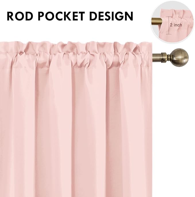 DWCN Blackout Curtains for Bedroom 42 x 45 Inch Long Blush Pink 2 Panels