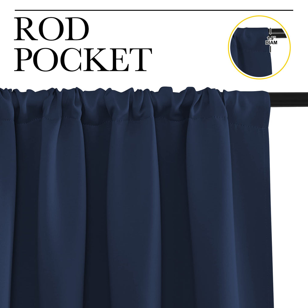 NICETOWN Blackout Curtain Panels for Living Room, Navy, 2 Panels, W52 inches x L84 inches, Energy Efficient & Noise Reducing Thermal Insulated Rod Pocket Blackout Drapes/Draperies for Window