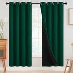 SimpleHome 100% Blackout Curtains for Bedroom,Thermal Insulated Dark Green Grommet Window Drapes Room Darkening Curtains for Living Room with Black Back,52 x 72 Inch,2 Panels