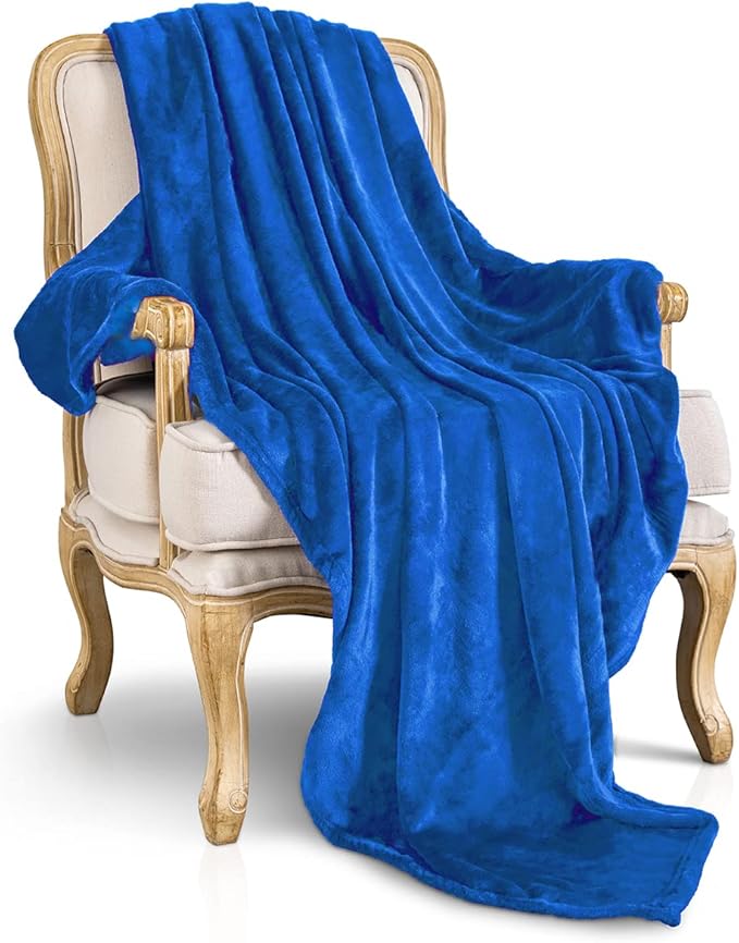 Royal blue Fleece Plush Throw Blanket 108"x90"for Couch Fuzzy Cozy Flannel