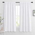 RYB HOME Extra Wide Curtains for Bedroom Living Room 63 inches Long, Thermal Insulated Privacy Drapes for Nursery Home Theater Dining Room, Width 62 by Length 63, Pure White, 2 Panels