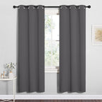 NICETOWN Grey Blackout Curtain Panels for Bedroom, Thermal Insulated Grommet Top Blackout Draperies and Drapes for Basement (2 Panels, W34 x L72-inch, Grey)