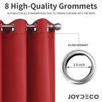 Joydeco Blackout Curtains 72 inches Long 2 Panels Set, Thermal Insulated Long Curtains & Drapes 2 Burg, Room Darkening Grommet Drapes for Bedroom Living Room Windows (W42 x L72 Inch, Red)