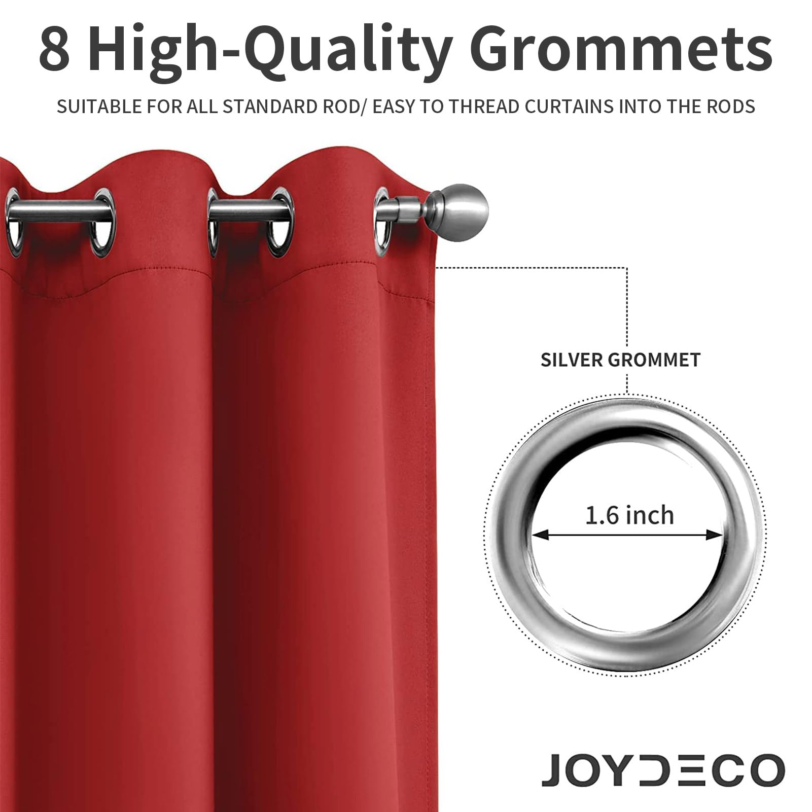 Joydeco Blackout Curtains 72 inches Long 2 Panels Set, Thermal Insulated Long Curtains & Drapes 2 Burg, Room Darkening Grommet Drapes for Bedroom Living Room Windows (W42 x L72 Inch, Red)