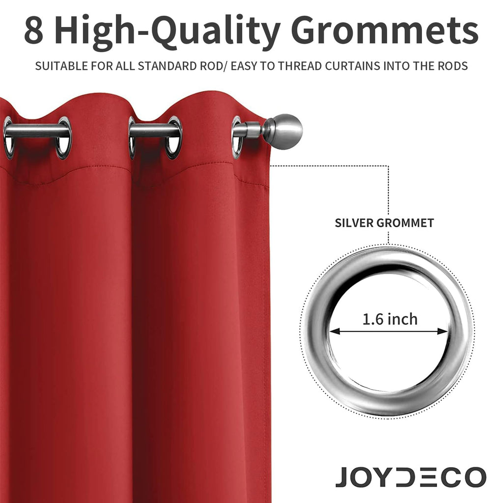 Joydeco Blackout Curtains 45 Inch Length 2 Panels Set, Thermal Insulated Long Curtains& Drapes 2 Burg, Room Darkening Grommet Drapes for Living Room Bedroom Window (W52 x L45 Inch, Red)