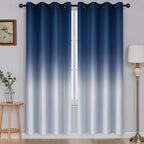 SimpleHome Blue to Grey White Ombre Room Darkening Curtains 72 Inch