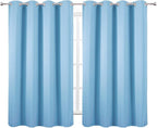 LEMOMO Blackout Curtains 66 x 54 Inch Long Sky Blue Curtains Set of 2 Panels Room Darkening Curtains for Bedroom and Living Room