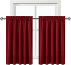 DWCN Burgund Short Blackout Curtains for Bedroom/Kitchen, Thermal Insulated Energy Saving Room Darkening Curtains for Living Room (W60 x L36 inch, Set of 2 Panels, Top of Rod Pocket)