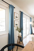 100% Blackout Shield Linen Blackout Curtains for Bedroom 108 Inches Long, Back Tab/Rod Pocket Living Room Drapes, Thermal Insulated Blackout Curtains 2 Panels Set, 50" W x 108" L, Stone Blue