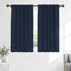 PONY DANCE Bedroom Blackout Curtains - 54 Inches Long Curtain Drapes with Back Loops Slot with Rod Pocket Design Privacy Protect Energy Saving, 52 W x 54 L, Navy Blue, 1 Pair