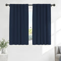 PONY DANCE Blackout Window Curtains - Double Panels Back Tab & Rod Pocket Thermal Insulated Short Drapes for Kitchen Bedroom, 52 Wide x 45 Long Per Panel, Navy Blue, 2 Pieces