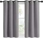 NICETOWN Silver Grey Blackout Curtain Panels for Bedroom, Thermal Insulated Grommet Top Blackout Draperies and Drapes for Basement (2 Panels, W34 x L48-inch)