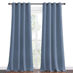 NICETOWN Stone Blue Room Darkening Curtain Panels 90" Length for Bedroom Living Room, Thermal Insulated Blackout Draperies for Home Decoration, Total Privacy (55" Width, 2 Pieces)