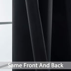 Yakamok Thermal Insulated Blackout Curtains Solid Grommet Window Drapery Bedroom/Living Room, Black,W52 x L96, 2 Panels